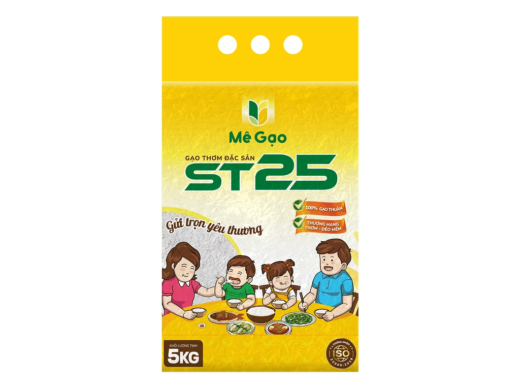 Gạo thơm đặc sản Mê Gạo ST25 túi 5kg