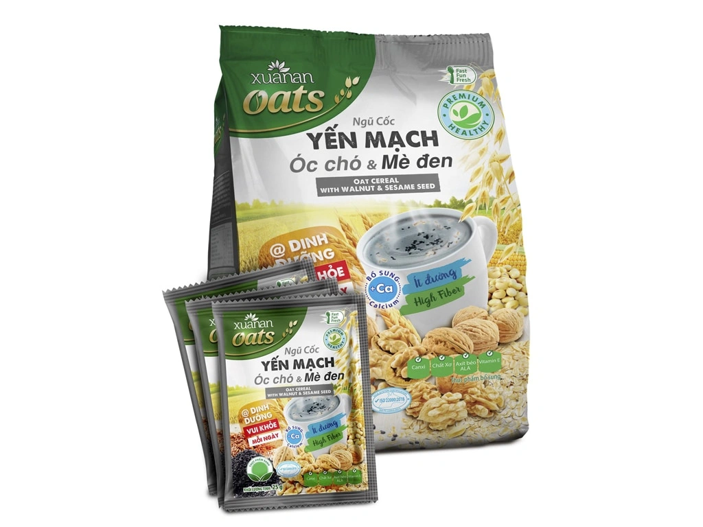 Ngũ cốc yến mạch óc chó & mè đen Xuân An bịch 400g