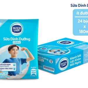 Thùng 24 bịch sữa dinh dưỡng ít đường Dutch Lady 180ml